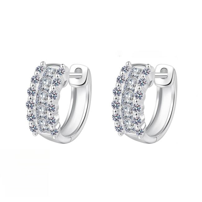 Elegant Moissanite Hoop Earrings for Women with Floral Motifs in Sterling Silver
