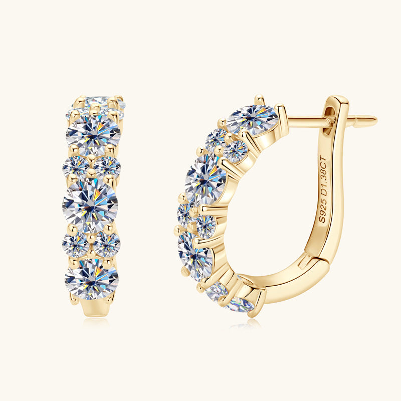 Earrings Luxury Moissanite Hoop Earrings Sterling Silver Huggie Hoops with Brilliant Round Cut Stones