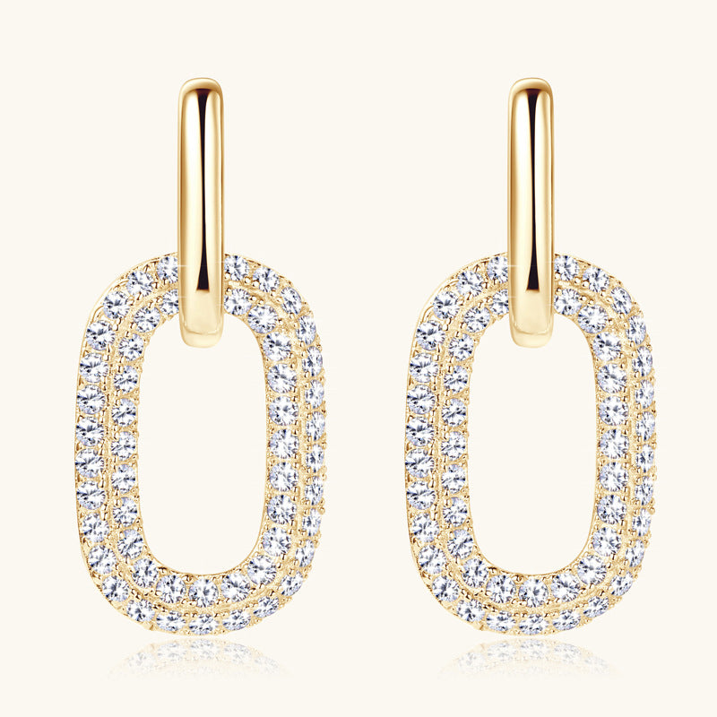 Earrings Minimalist Paperclip Link Moissanite Drop Earrings with Secure Clasp Closure