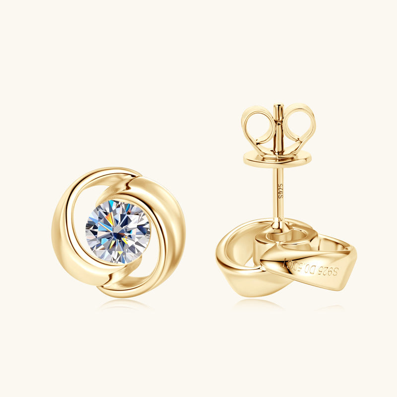 Earrings Sterling Silver Moissanite Embrace Stud Earrings with Swirl Design