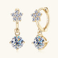 Earrings Elegant Moissanite Flower Drop Dangle Hoop Earrings with Brilliant Round Cut Stones
