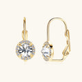 Earrings - Elegant Round Moissanite Halo Leverback Earrings in S925 Sterling Silver