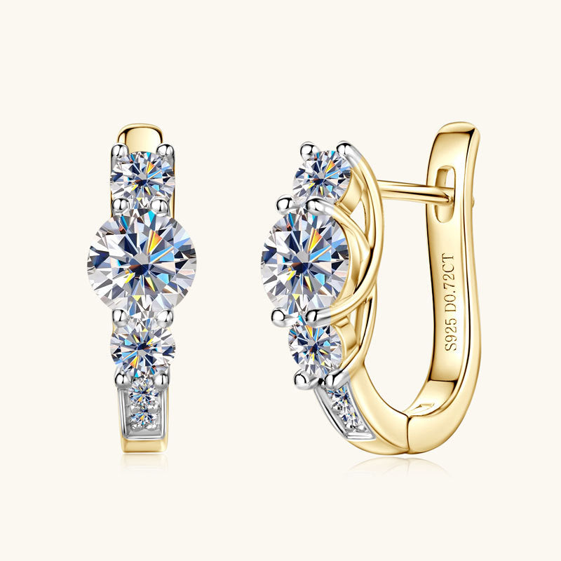 Earrings Luxury Two-Tone Moissanite Hoop Earrings with Sterling Silver Huggie Design