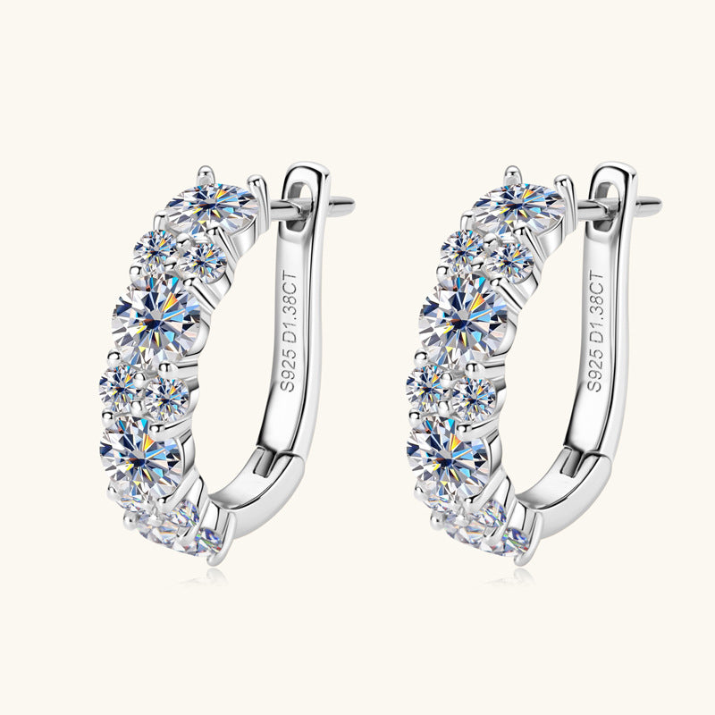 Earrings Luxury Moissanite Hoop Earrings Sterling Silver Huggie Hoops with Brilliant Round Cut Stones