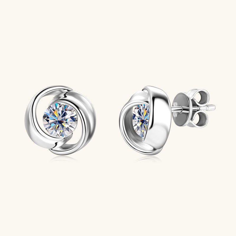 Earrings Sterling Silver Moissanite Embrace Stud Earrings with Swirl Design