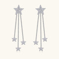 Earrings - Sparkling Five-Pointed Star Tassel Drop Earrings with Moissanite Sterling Silver