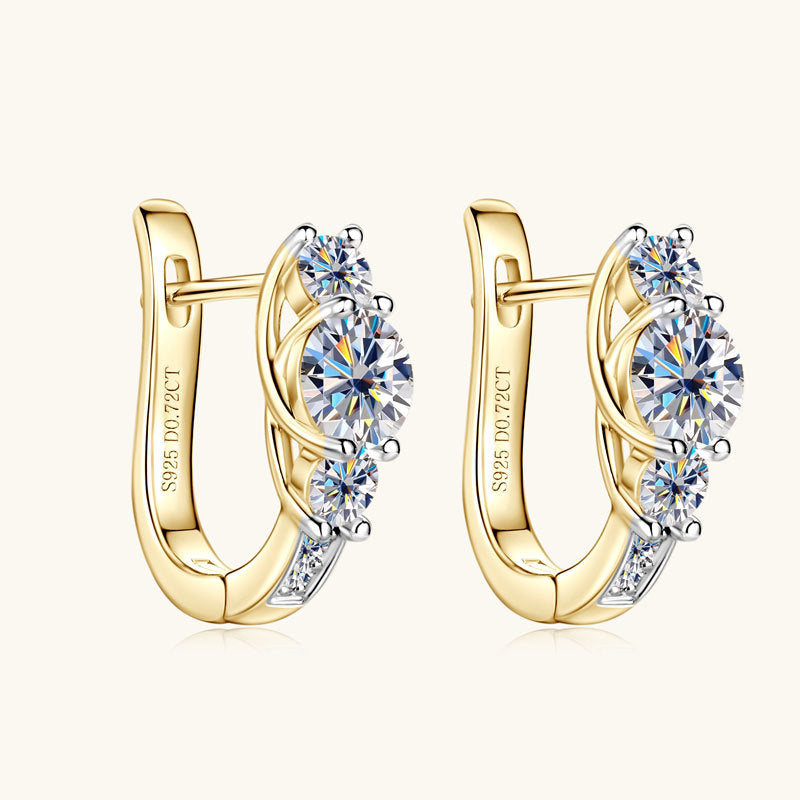 Earrings Luxury Two-Tone Moissanite Hoop Earrings with Sterling Silver Huggie Design