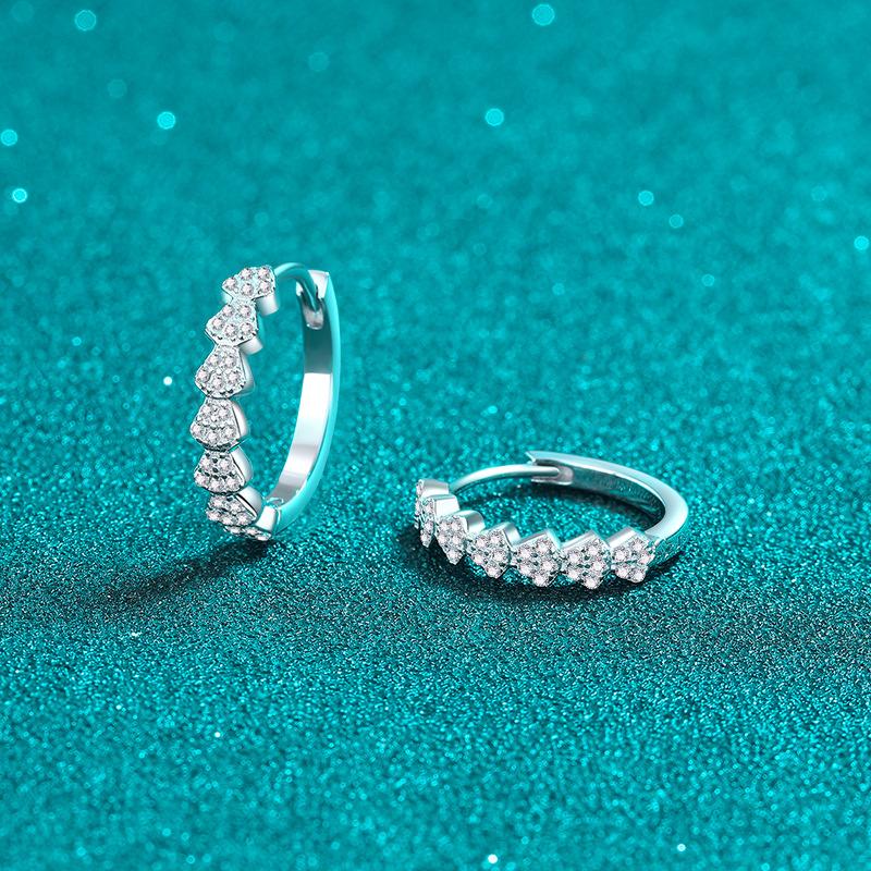 Elegant S925 Sterling Silver Full Moissanite Stud Earrings with Minimalist Diamond Accents