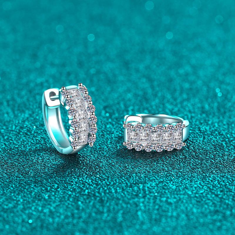 Elegant Moissanite Hoop Earrings for Women with Floral Motifs in Sterling Silver