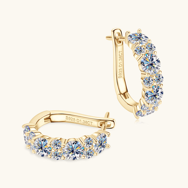 Earrings Luxury Moissanite Hoop Earrings Sterling Silver Huggie Hoops with Brilliant Round Cut Stones
