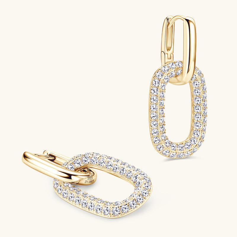 Earrings Minimalist Paperclip Link Moissanite Drop Earrings with Secure Clasp Closure