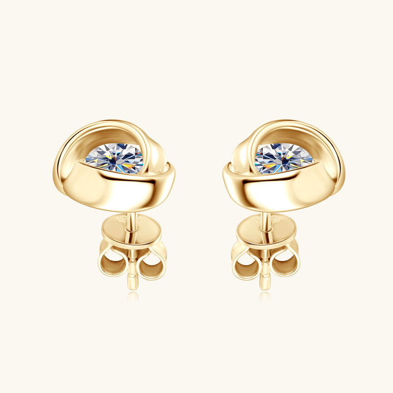 Earrings Sterling Silver Moissanite Embrace Stud Earrings with Swirl Design