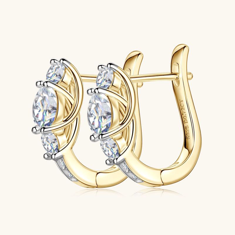 Earrings Luxury Two-Tone Moissanite Hoop Earrings with Sterling Silver Huggie Design