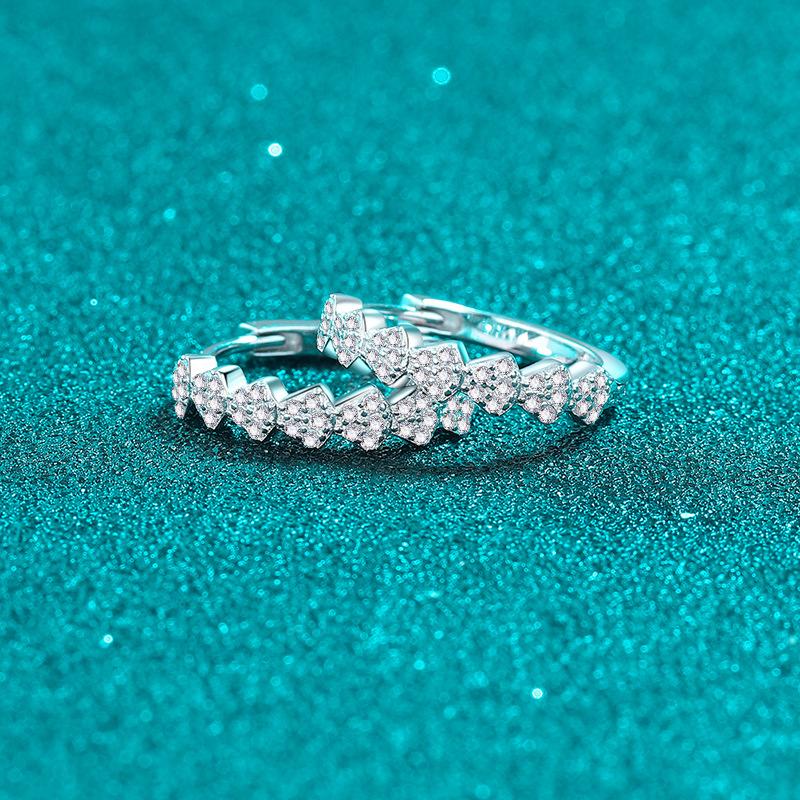 Elegant S925 Sterling Silver Full Moissanite Stud Earrings with Minimalist Diamond Accents