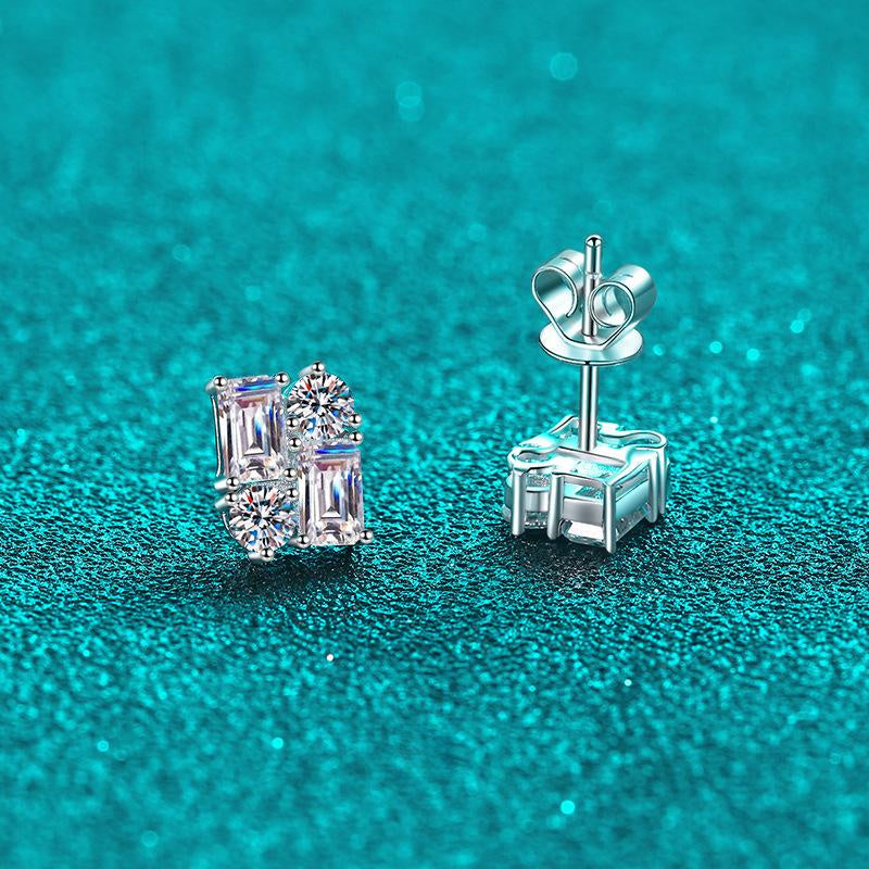 Geometric Leaf Earrings with 2.4 Carat Moissanite in Sterling Silver for Everyday Wear