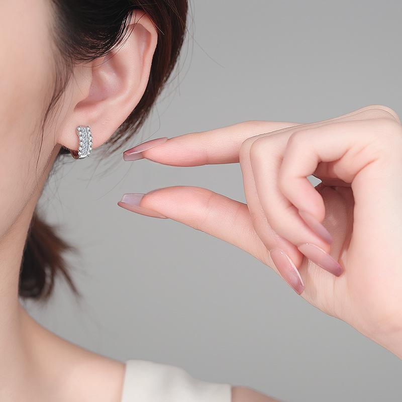 Elegant Moissanite Hoop Earrings for Women with Floral Motifs in Sterling Silver