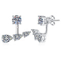 Earrings Sterling Silver Moissanite Stud Earrings with Detachable Ear Jacket Two Way Wear Four Prong Setting