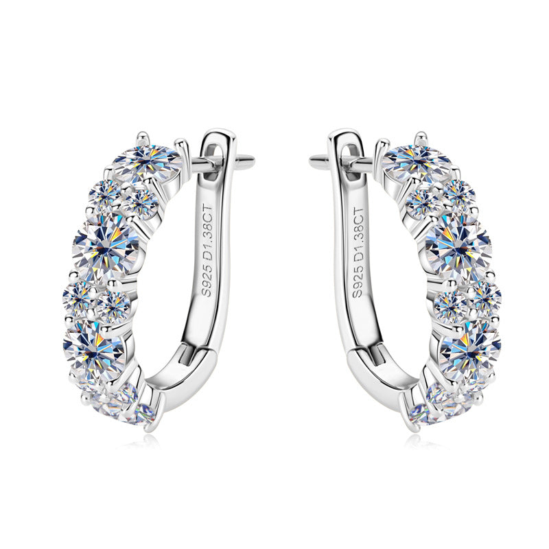 Earrings Luxury Moissanite Hoop Earrings Sterling Silver Huggie Hoops with Brilliant Round Cut Stones