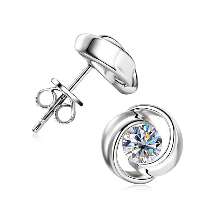 Earrings Sterling Silver Moissanite Embrace Stud Earrings with Swirl Design