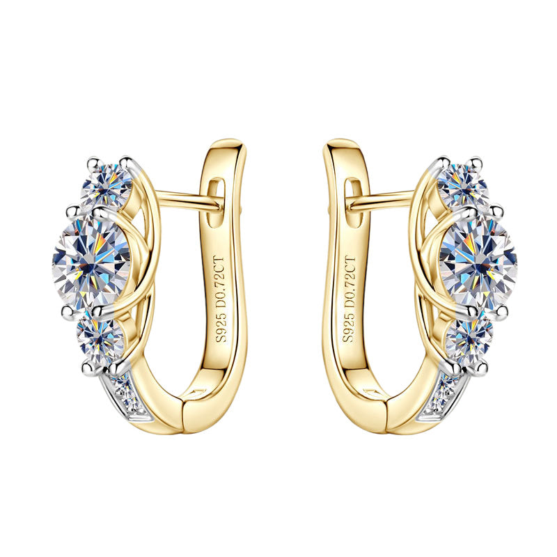 Earrings Luxury Two-Tone Moissanite Hoop Earrings with Sterling Silver Huggie Design