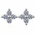 Star Stud Earrings with Moissanite in Platinum-Plated 925 Sterling Silver