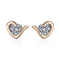 Earrings with Heart-Shaped Moissanite in Champagne Gold on Sterling Silver for Women, Delicate and Versatile Daily Wear
