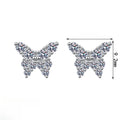 Butterfly Stud Earrings with Moissanite Stones in Sterling Silver for Women