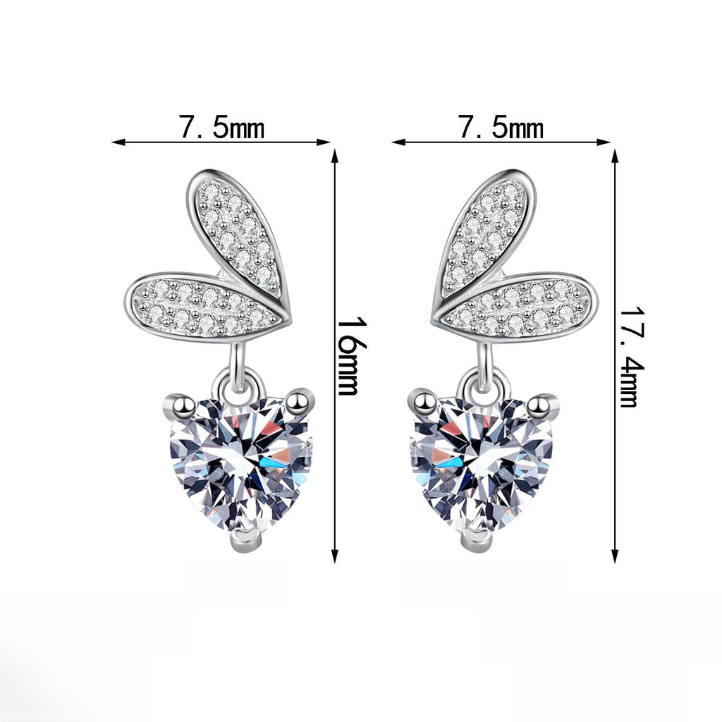 Sweetheart Stud Earrings with Moissanite Accents in Sterling Silver