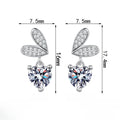 Sweetheart Stud Earrings with Moissanite Accents in Sterling Silver