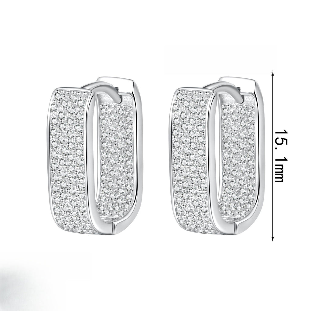 Square Moissanite Stud Earrings for Women - Premium 925 Sterling Silver Leaf Design Ear Jewelry