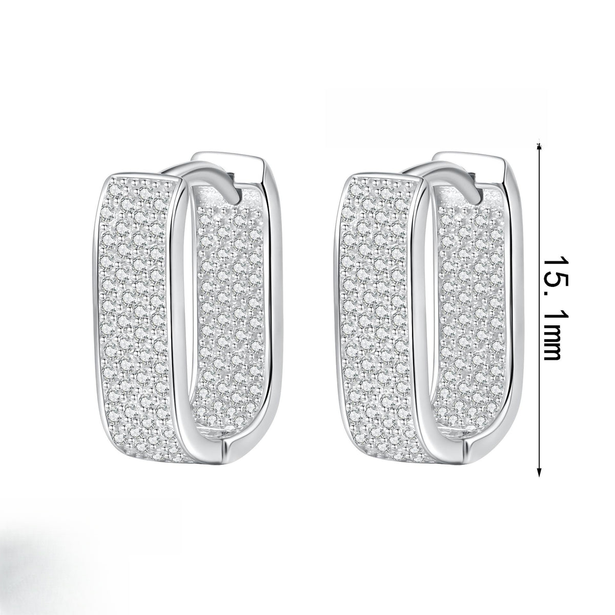 Square Moissanite Stud Earrings for Women - Premium 925 Sterling Silver Leaf Design Ear Jewelry