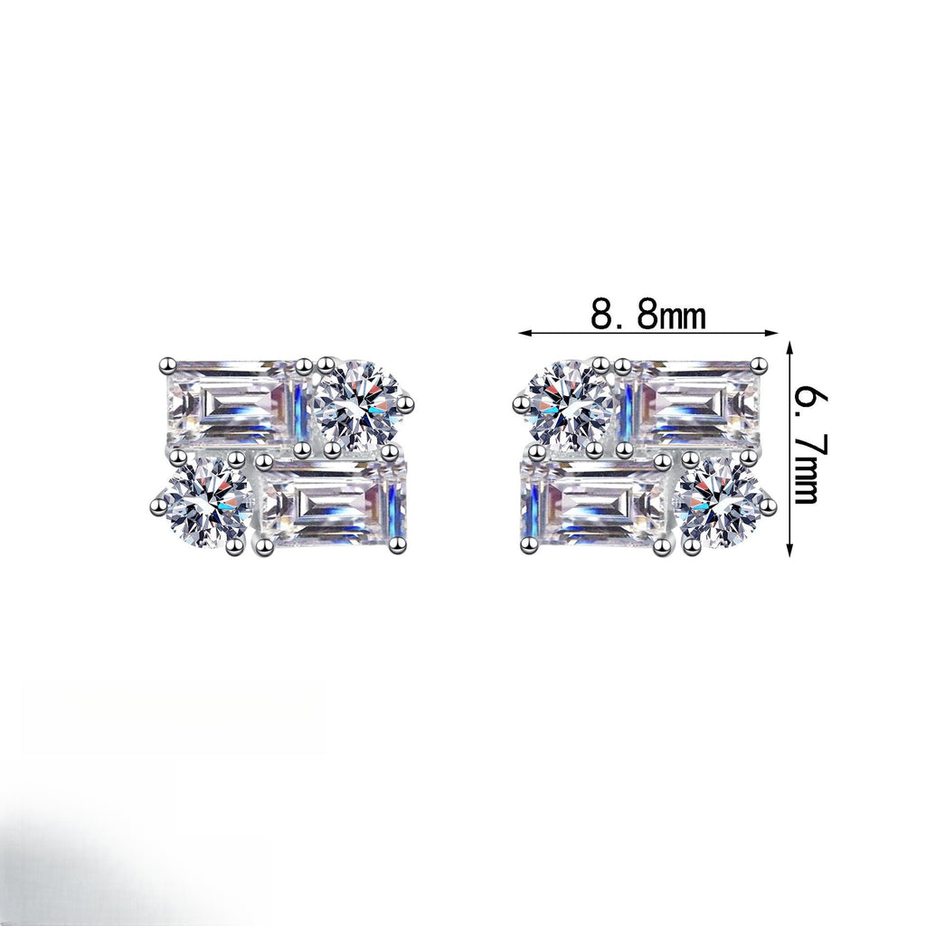 Geometric Leaf Earrings with 2.4 Carat Moissanite in Sterling Silver for Everyday Wear