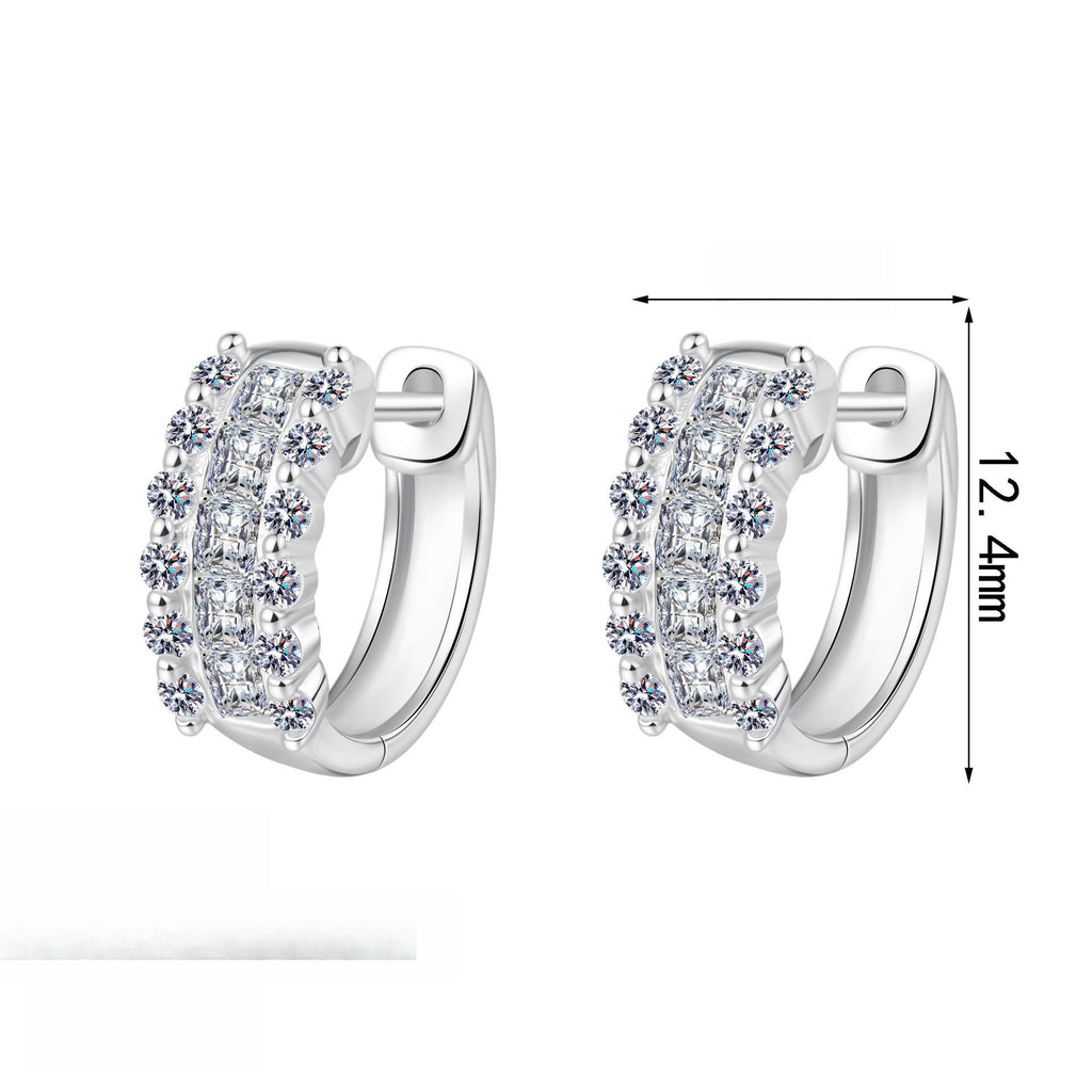 Elegant Moissanite Hoop Earrings for Women with Floral Motifs in Sterling Silver