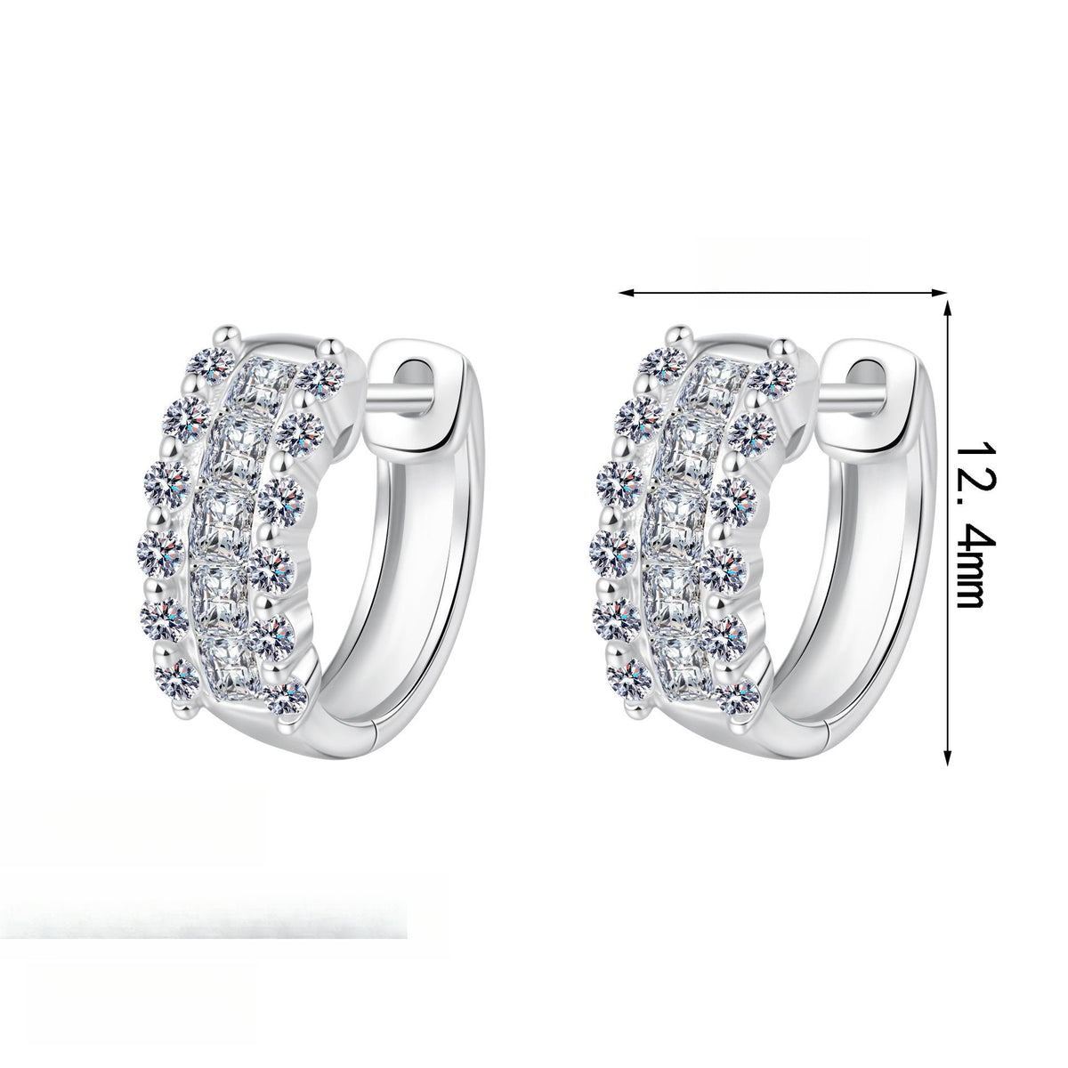 Elegant Moissanite Hoop Earrings for Women with Floral Motifs in Sterling Silver