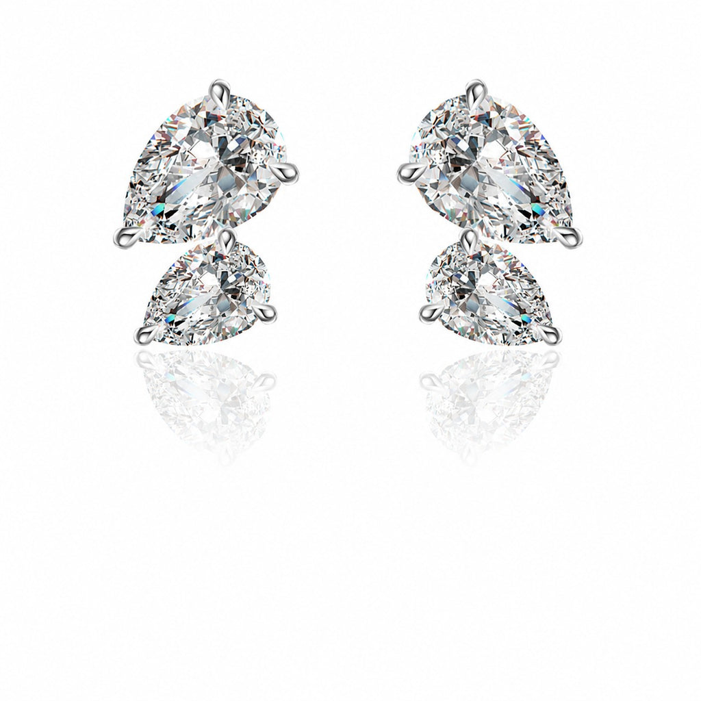 Mossanite Double Pear-Shaped 925 Sterling Silver Earrings