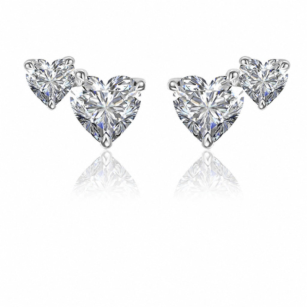 Moissanite Versatile Everyday Heart-Shaped Bezel-Set 925 Sterling Silver Stud Earrings