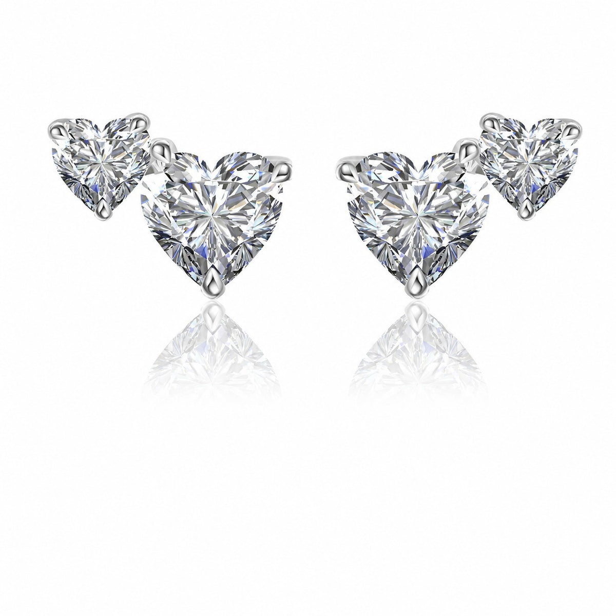 Moissanite Versatile Everyday Heart-Shaped Bezel-Set 925 Sterling Silver Stud Earrings