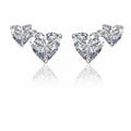 Moissanite Versatile Everyday Heart-Shaped Bezel-Set 925 Sterling Silver Stud Earrings