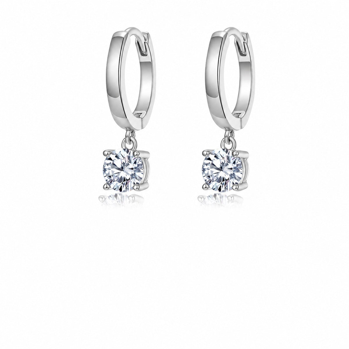 Round Moissanite Hoop Earrings 925 Sterling Silver Drop Earrings