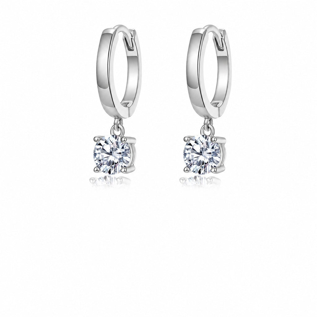 Round Moissanite Hoop Earrings 925 Sterling Silver Drop Earrings