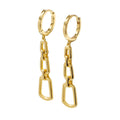 Geometric Link Drop Hoop Earrings in 925 Sterling Silver