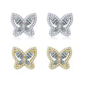Marquise-Cut Moissanite Butterfly Halo Stud Earrings in 925 Sterling Silver