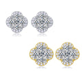 Moissanite Princess and Marquise Clover Cluster Stud Earrings in Sterling Silver