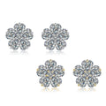 Heart-Cut Moissanite Floral Cluster Stud Earrings in 925 Sterling Silver