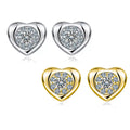 Round Moissanite Heart Cluster Stud Earrings in 925 Sterling Silver