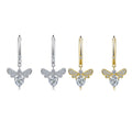 Heart-Cut Moissanite Bee Drop Earrings in 925 Sterling Silver