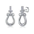 Round-Cut Moissanite Horseshoe Drop Stud Earrings in 925 Sterling Silver