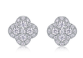 Round-Cut Moissanite Quatrefoil Floral Cluster Stud Earrings in 925 Sterling Silver