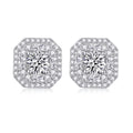 Round-Cut Moissanite Octagonal Halo Stud Earrings in 925 Sterling Silver