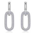 Round-Cut Moissanite Pavé Oval Link Drop Earrings in 925 Sterling Silver
